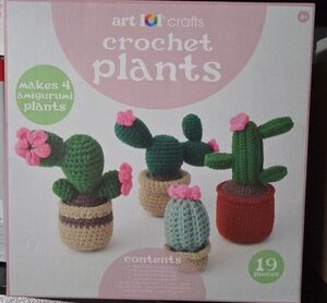 Crochet Plants Kit - Green and Pink Amigurumi Cactus Set